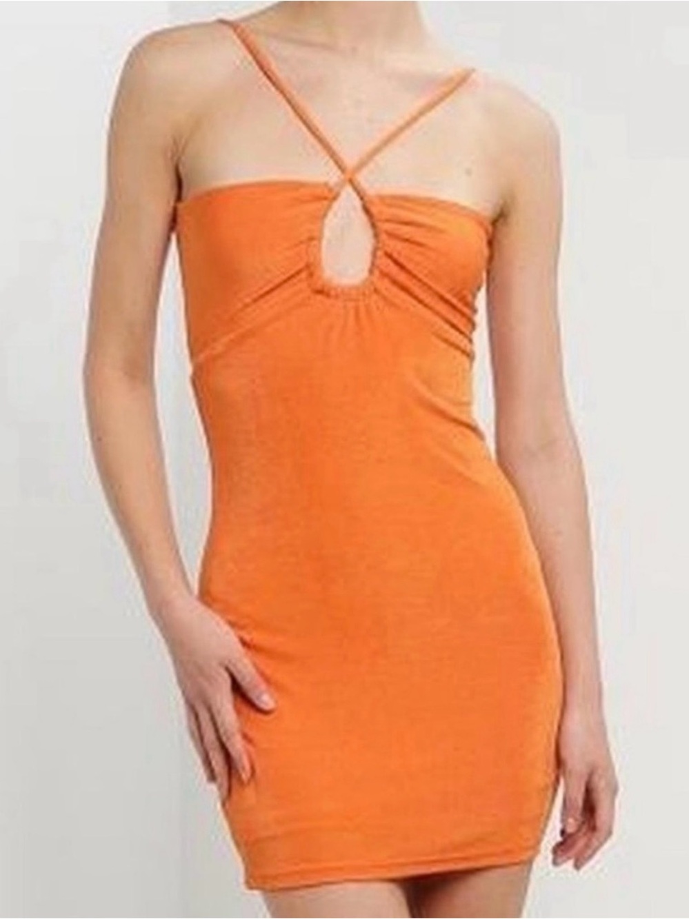 Peppermayo Orange Strappy Bodycon Mini Dress - Women Size US 4